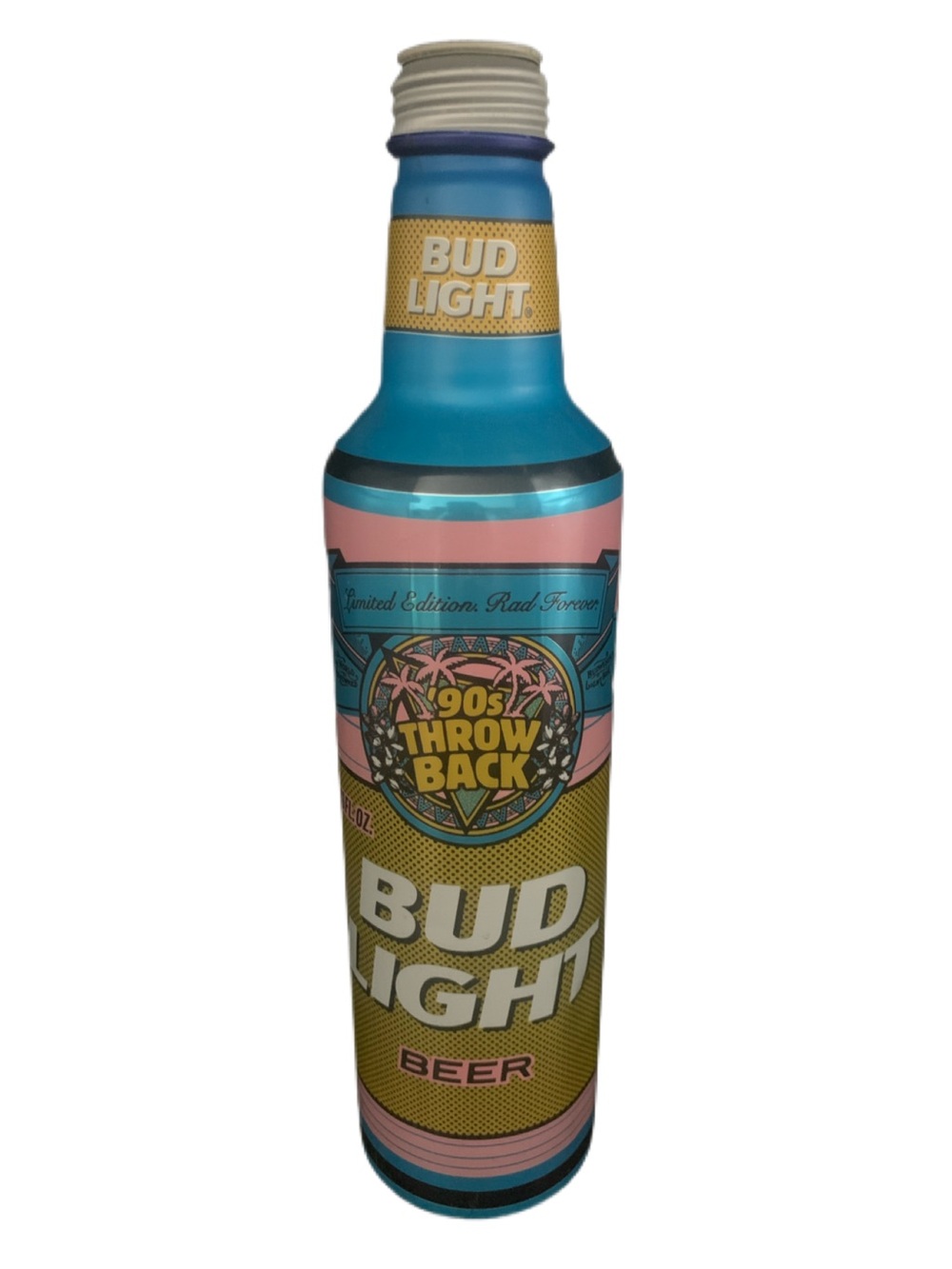 Vintage Beer Can Budweiser Bud Light 90's Throw Back Rad Forever 16Oz Empty